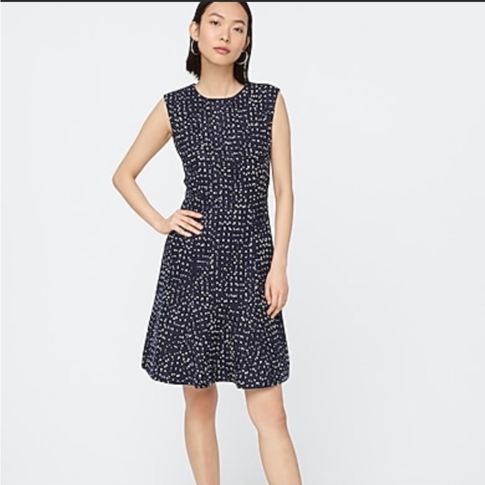J.Crew Cap-Sleeve A-Line Dress in Spotted Tweed